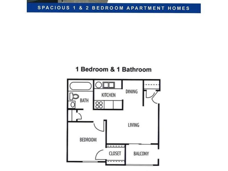 Silverado Apartments Plan A - 1 Bedroom floor plan diagram