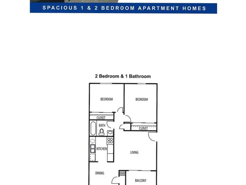Silverado Apartments Plan C - 2 Bedroom floor plan diagram
