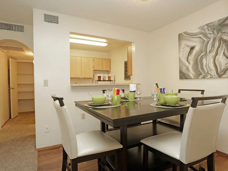 Silverado Apartments dining area and kitchen counter