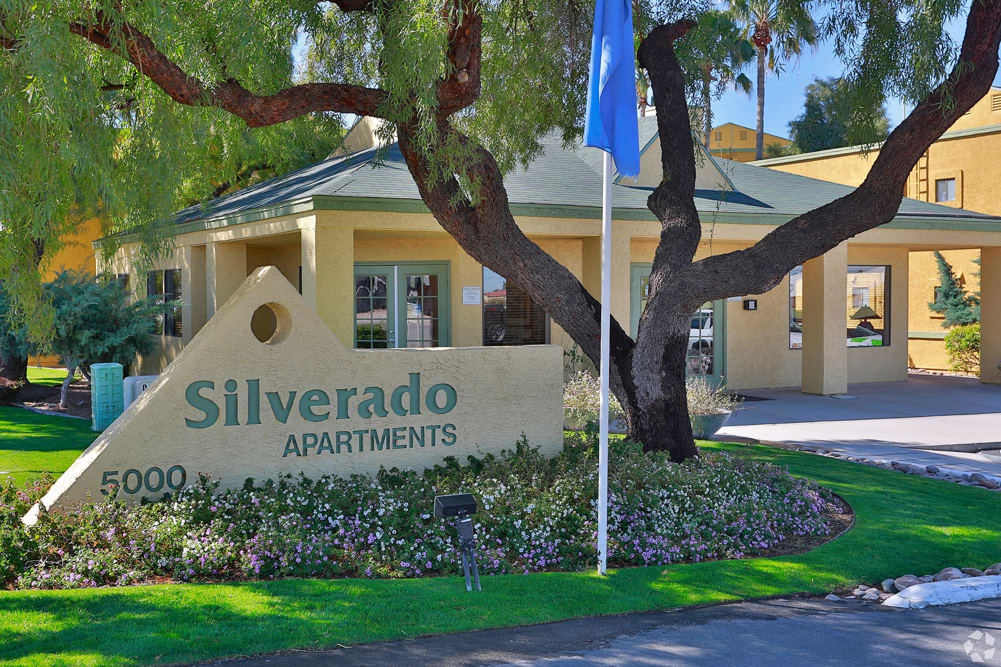 Silverado Apartments entrance sign in Tucson, Arizona